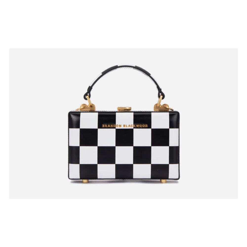 Brandon Blackwood Slim Trunk in Black and White Checkerboard Print